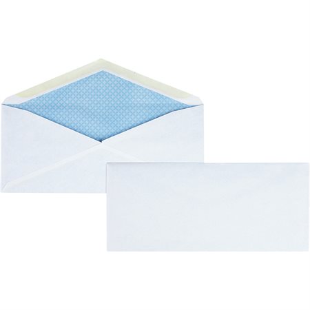 Enveloppe blanche Confidentielle. Rabat en V. Avec fenêtre. #10. 4-1 / 8 x  9-1 / 2