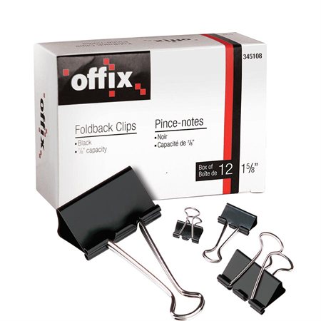 Offix® Foldback Clips 1" (cap. 1 / 2")