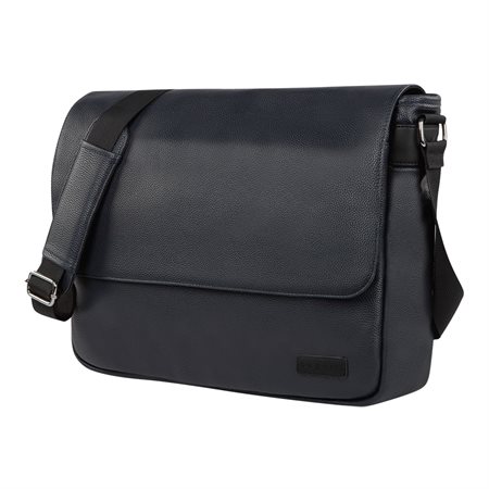 Navy blue shop leather messenger bag