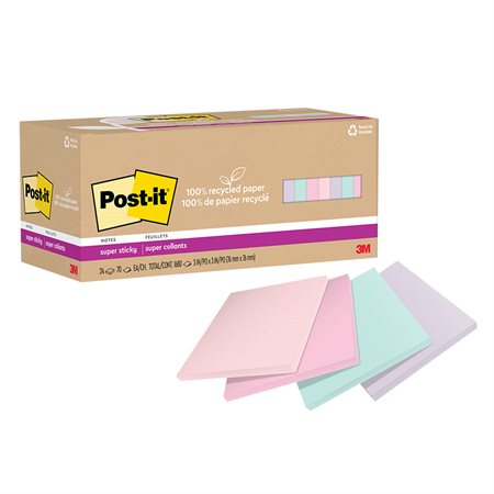 3M Post-it® 100% Recycled Paper Super Sticky Notes