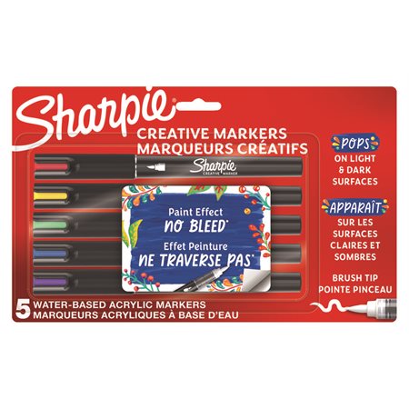 Marqueurs créatifs Sharpie Pointe Pinceau paquet de 5