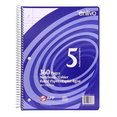 Cahier spirale - 360 pages - 5 sujets