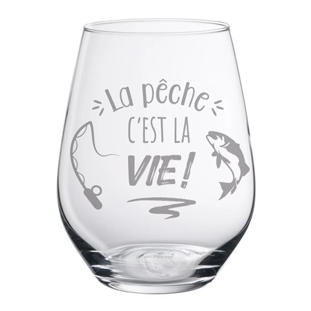 Verre à vin "La pêche, c'est la vie"